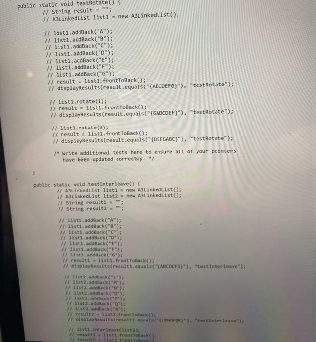 of the list when traversed from front to back * Parameters: none