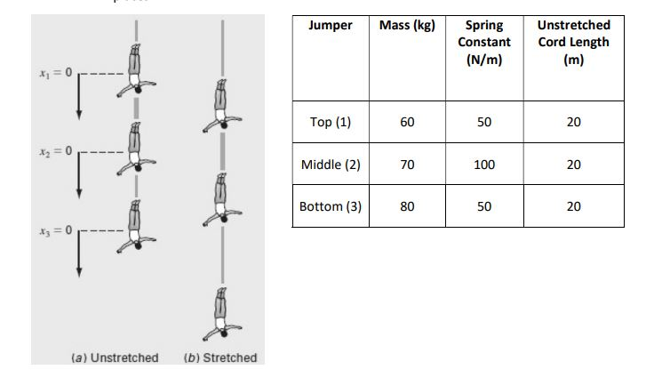 MATLAB Question 2 Consider the bungee jumper problem as depicted in the