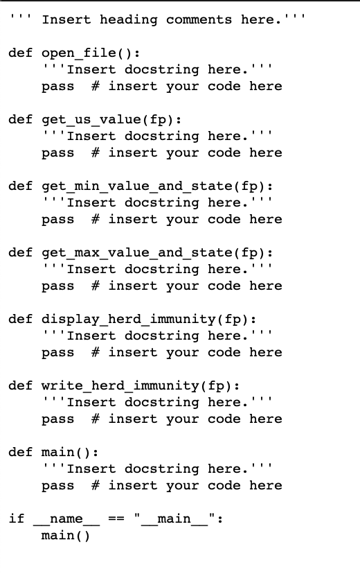 \ code in python 3 T! Insert heading comments here.'' def open_file():