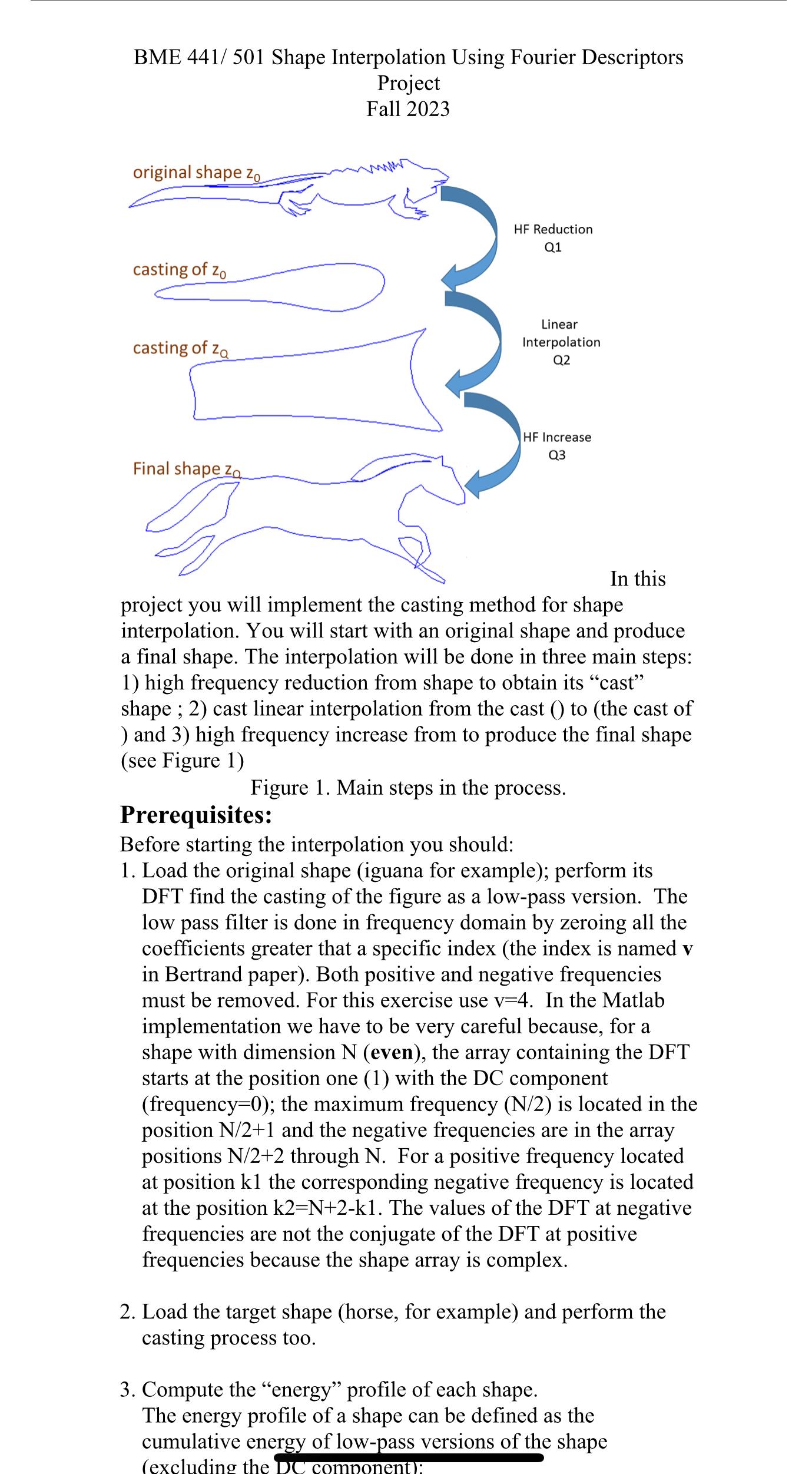  BME 441/501 Shape Interpolation Using Fourier Descriptors Project Fall 2023 is
