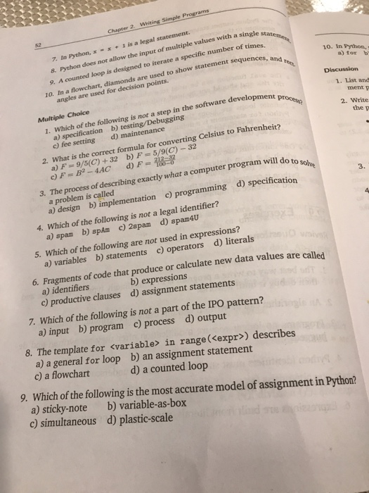  Chapter 2 Writing Simple Programs 52 7. In Python, - 1
