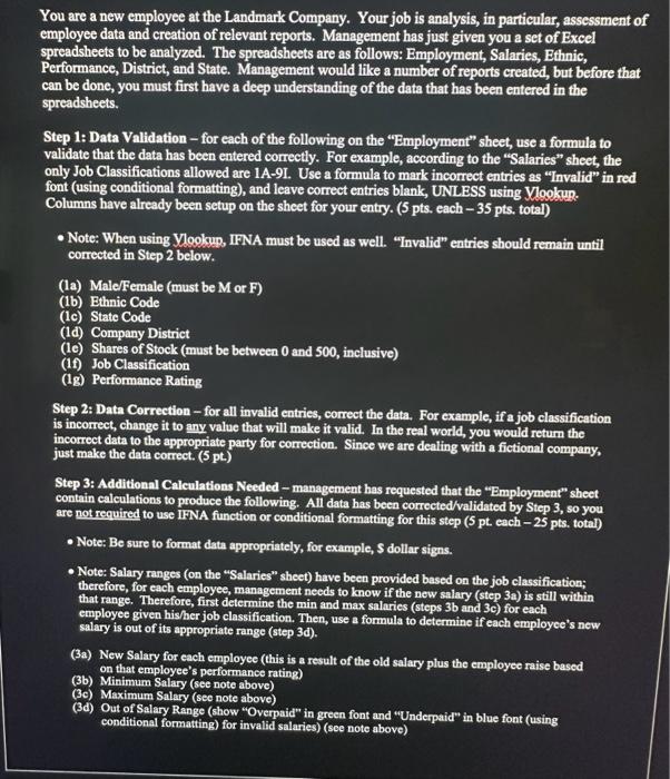 You are a new employee at the Landmark Company. Your job is