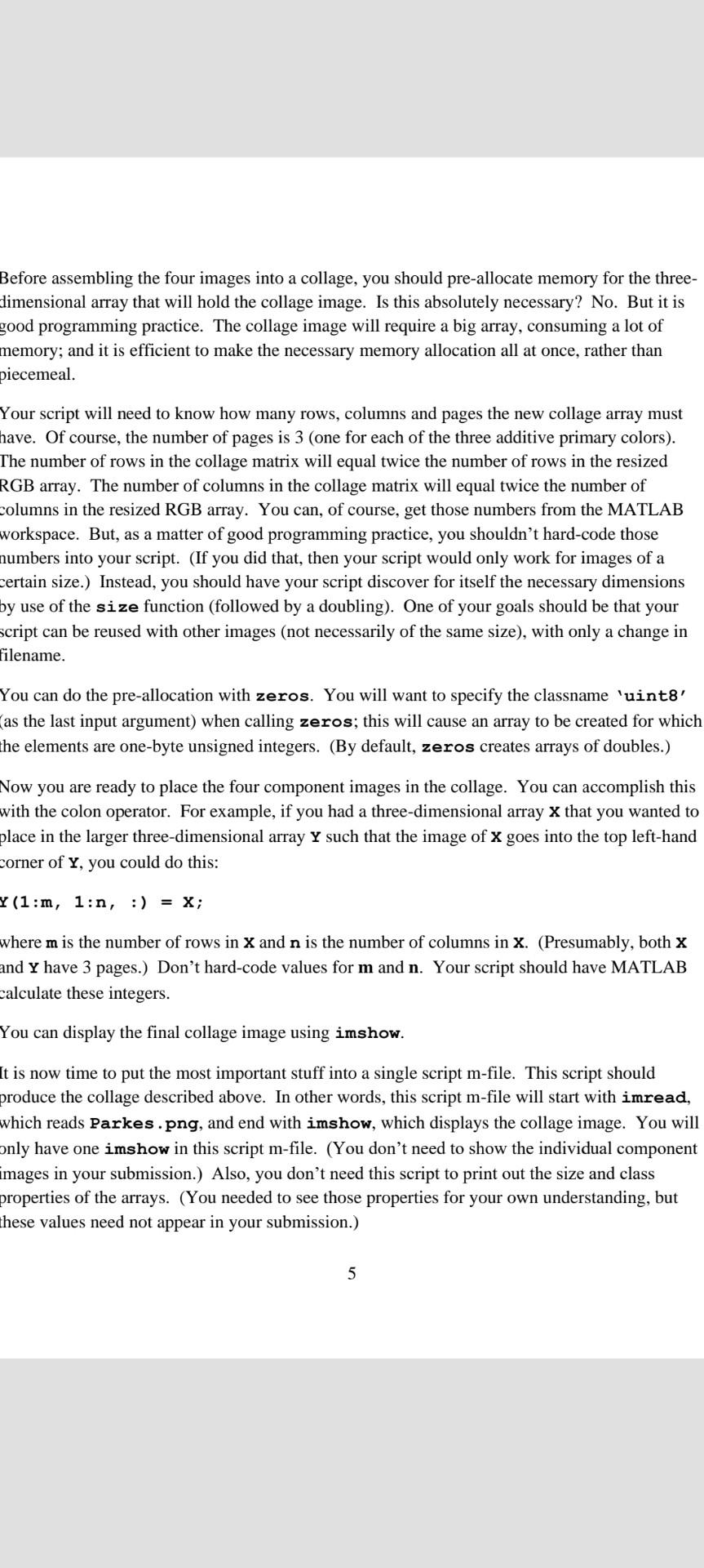 to write a MATLAB script that builds from this image a more