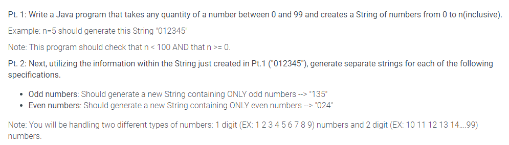 it is a problem for Java Pt. 1: Write a Java program