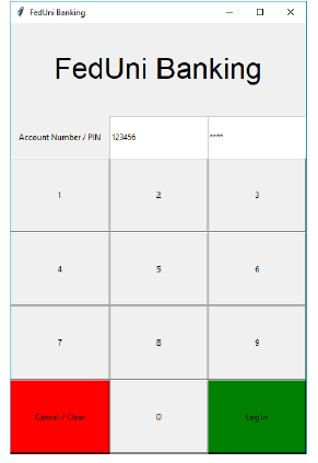 to an ATM / online banking using the Python 3 programming language.