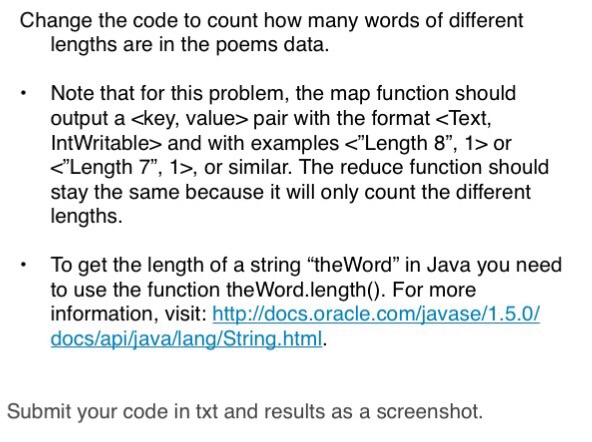  A screenshot of the Output The map java function The reduce