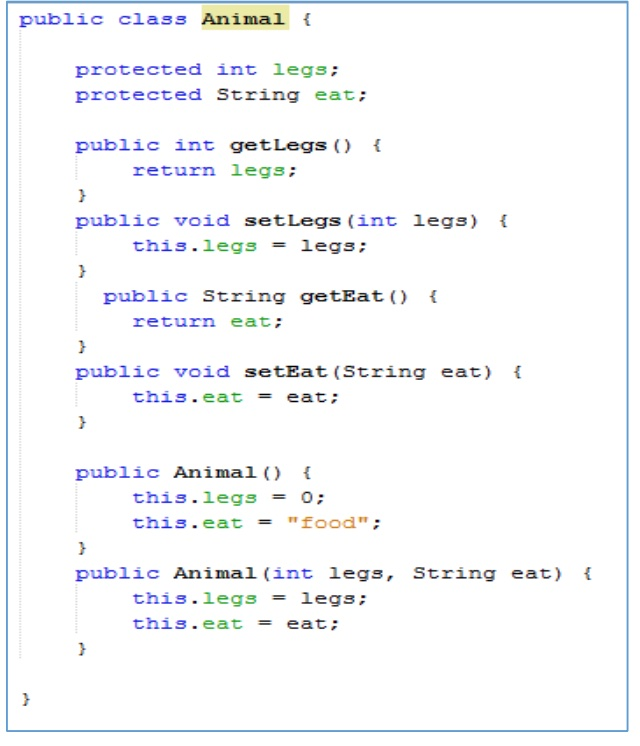  (JAVA) Call all the setters for animal1 object ( created in
