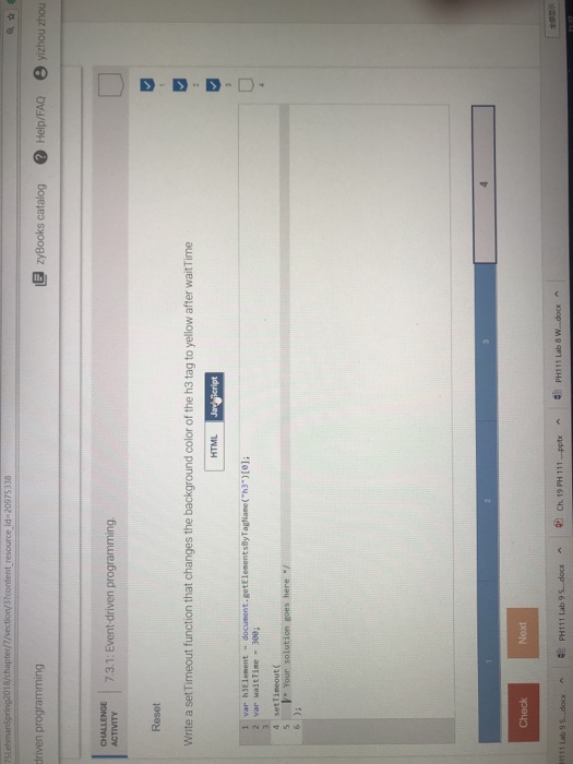 changes the background color of the h3 tag to yellow after waitTime