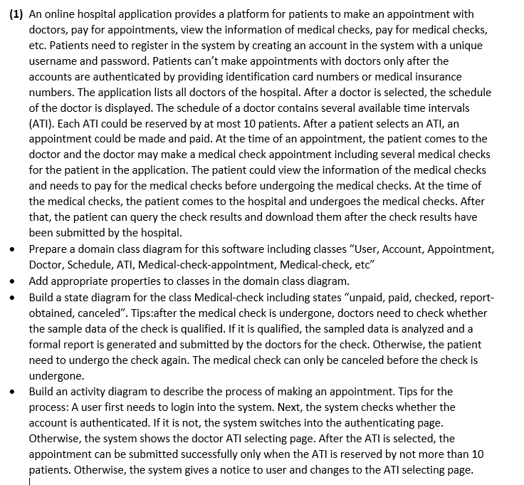 Object Oriented modeling and Design with UML task course (1) An online