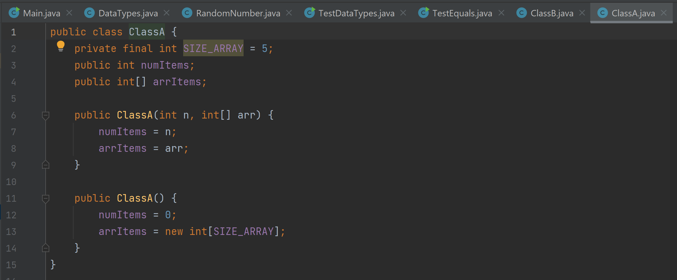 = { 3, 2, 1 }; int[] arr3 = { 1, 2,