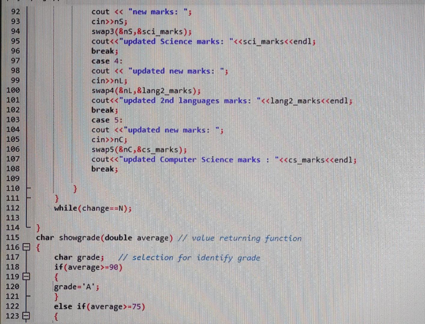 student //structure 5 { 6 char name [50]; 7 int matrics; 8