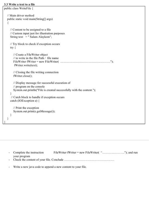 is caught. Question 2: user defined exception. Consider the following java classes: