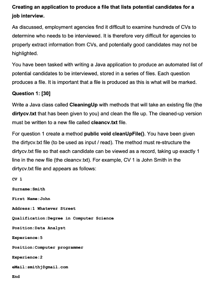 of making use of people to examine these CVs, it would be