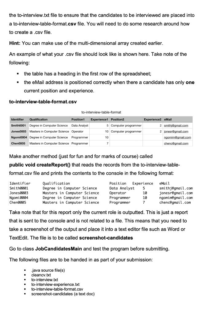 file that contains all potential CVs, and then produce a 'clean' file