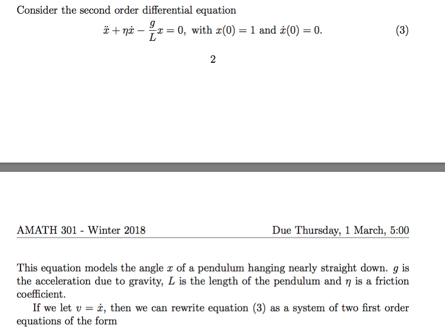 A Matlab coding problem, plz help. Thx! Consider the second order differential