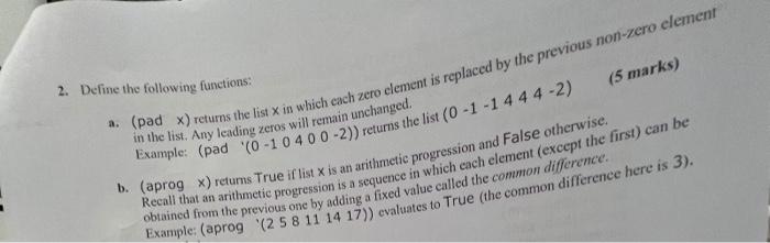 using Scheme language!! 2. Define the following functions: a. (pad x )