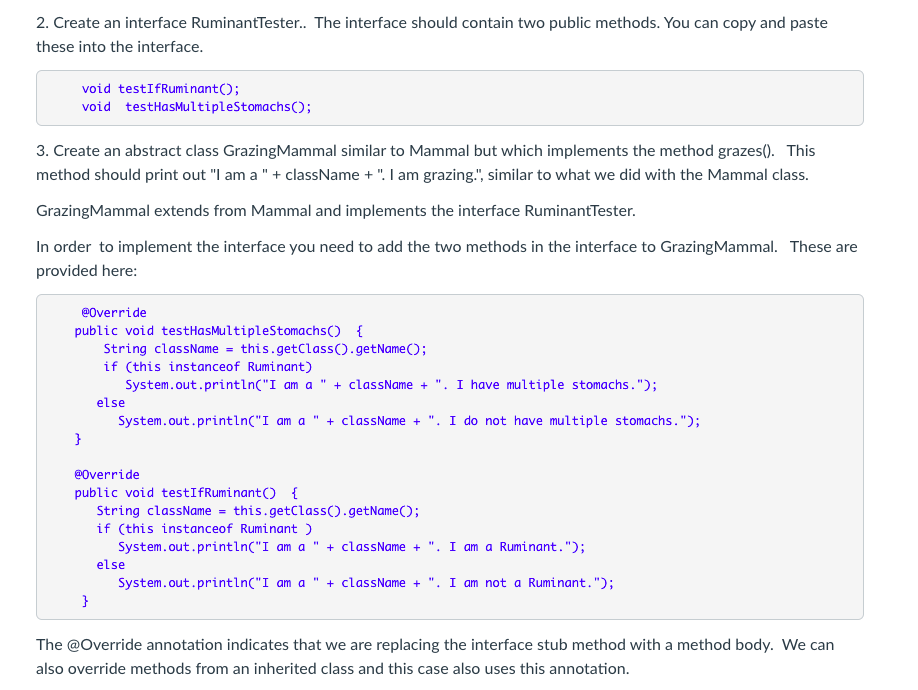 inheritance, and interfaces in Java. You also may learn something about farm
