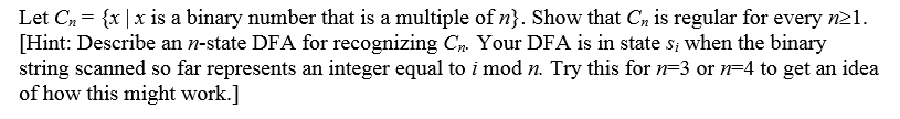  Let C_n = {x | x is a a binary number