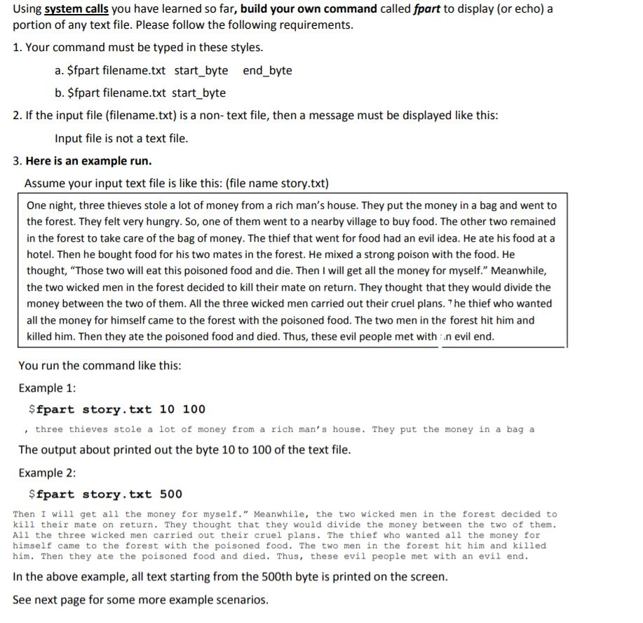 Using system calls you have learned so far, build your own