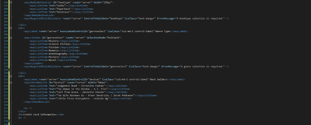 response Radiobuttons should be used to identify user preference: audio, hardcover, paperback