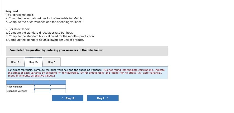 following standards have been set: Standard Quantity Standard Price Standard or Hours