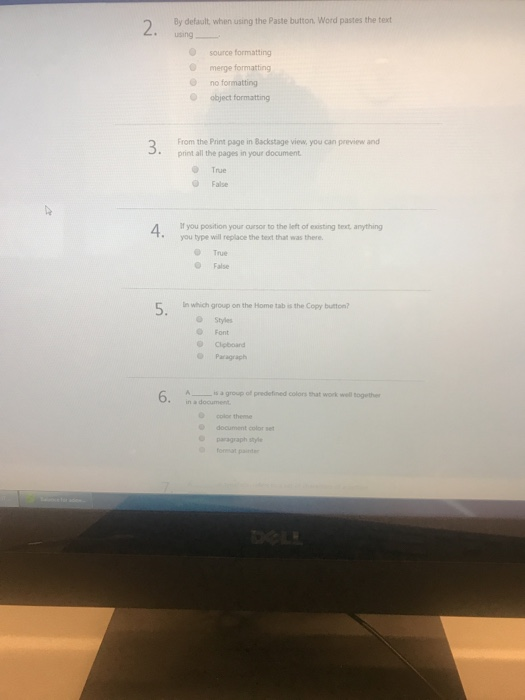  2 By default, when using the Paste button, Word pastes the