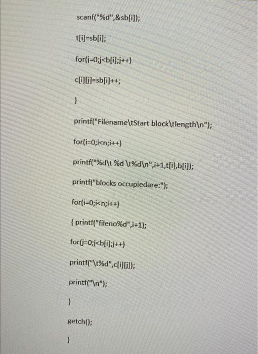 strategy \#include \#include> main() \{ int n,i,j,b[20],sb[20],t[20],x,c[20][20] clrscr() printf("Enter no.of files:"); scanf("%d",&n);for(i=0;i