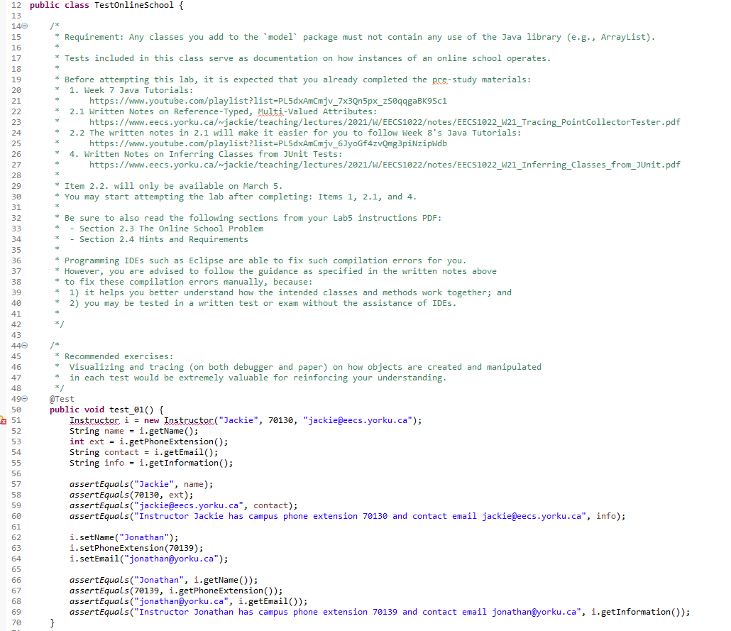 libraries package junit_tests; import static org.junit.Assert.*; import org.junit.Test; /* * Requirement: Any