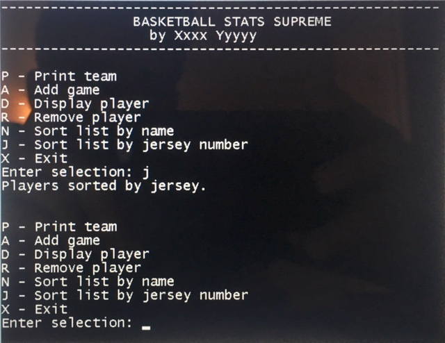in the program consists of two numbers: - number of points made
