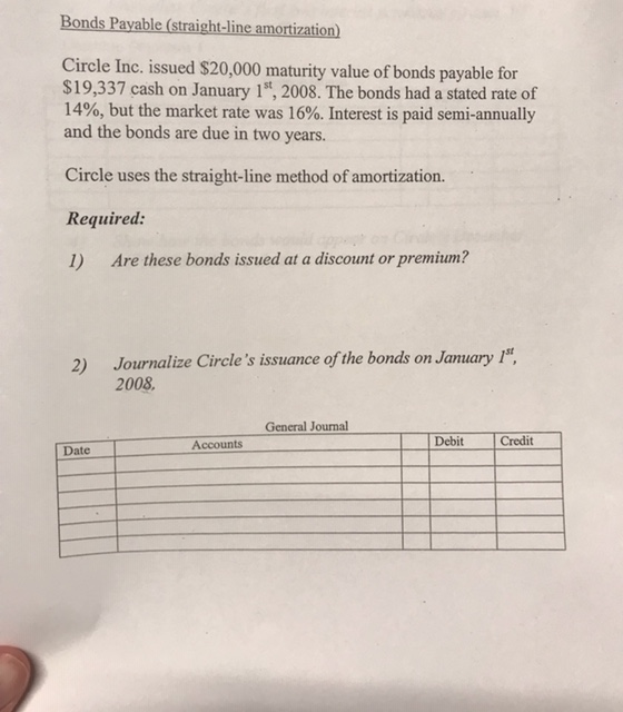 Need help on these 4 problems. Would appreciate it! Thanks Bonds Payable