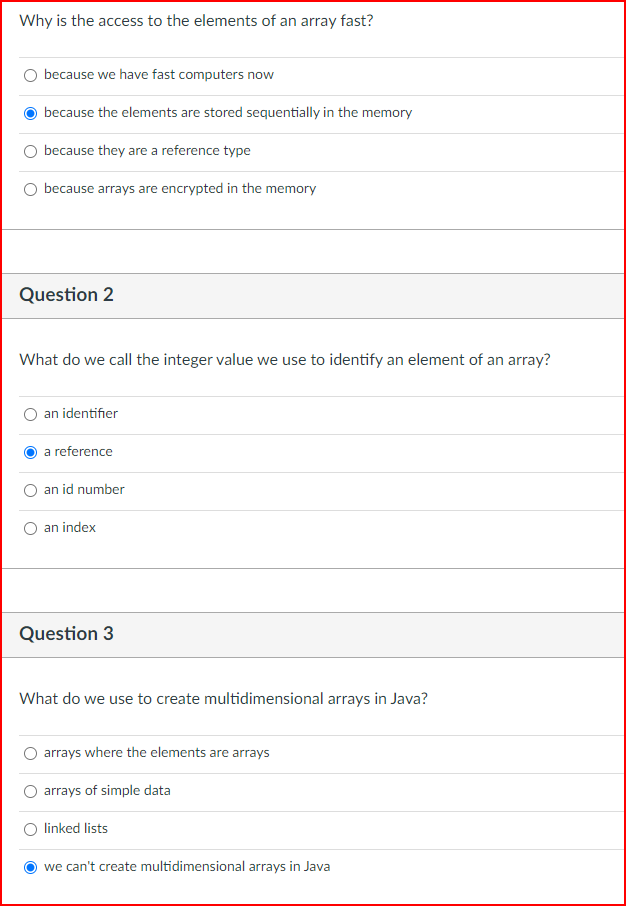  Why is the access to the elements of an array fast?