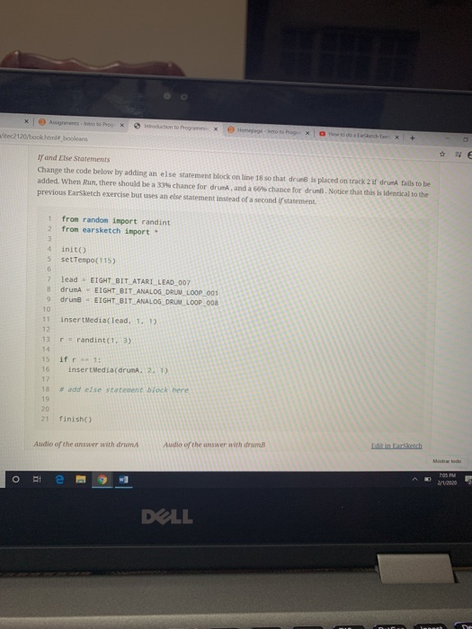  Vitec 120/bookte boolean If and Else Statements Change the code below