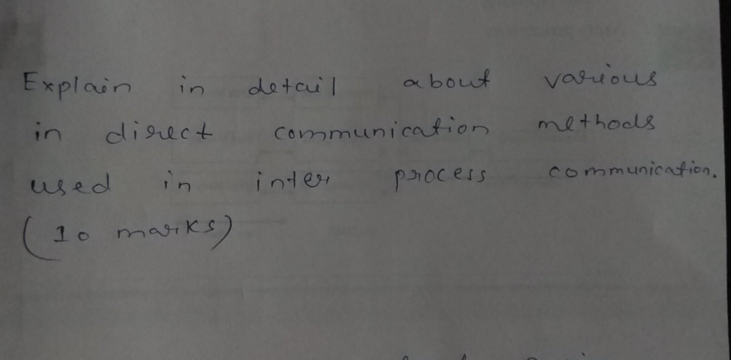  detail about various Explain direct methods communication inter process communication, used