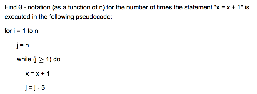 Find -notation (as a function of n) for the number of