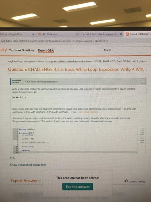  y Drive - Google Drive X 42. While loops x G