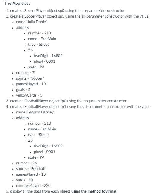 abstract double getRatings(); Address Attributes private int number; private String name: private
