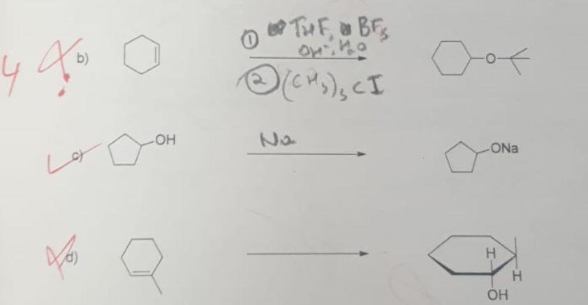  Please answer B and D b) (2) (CH3)3CI c) d)