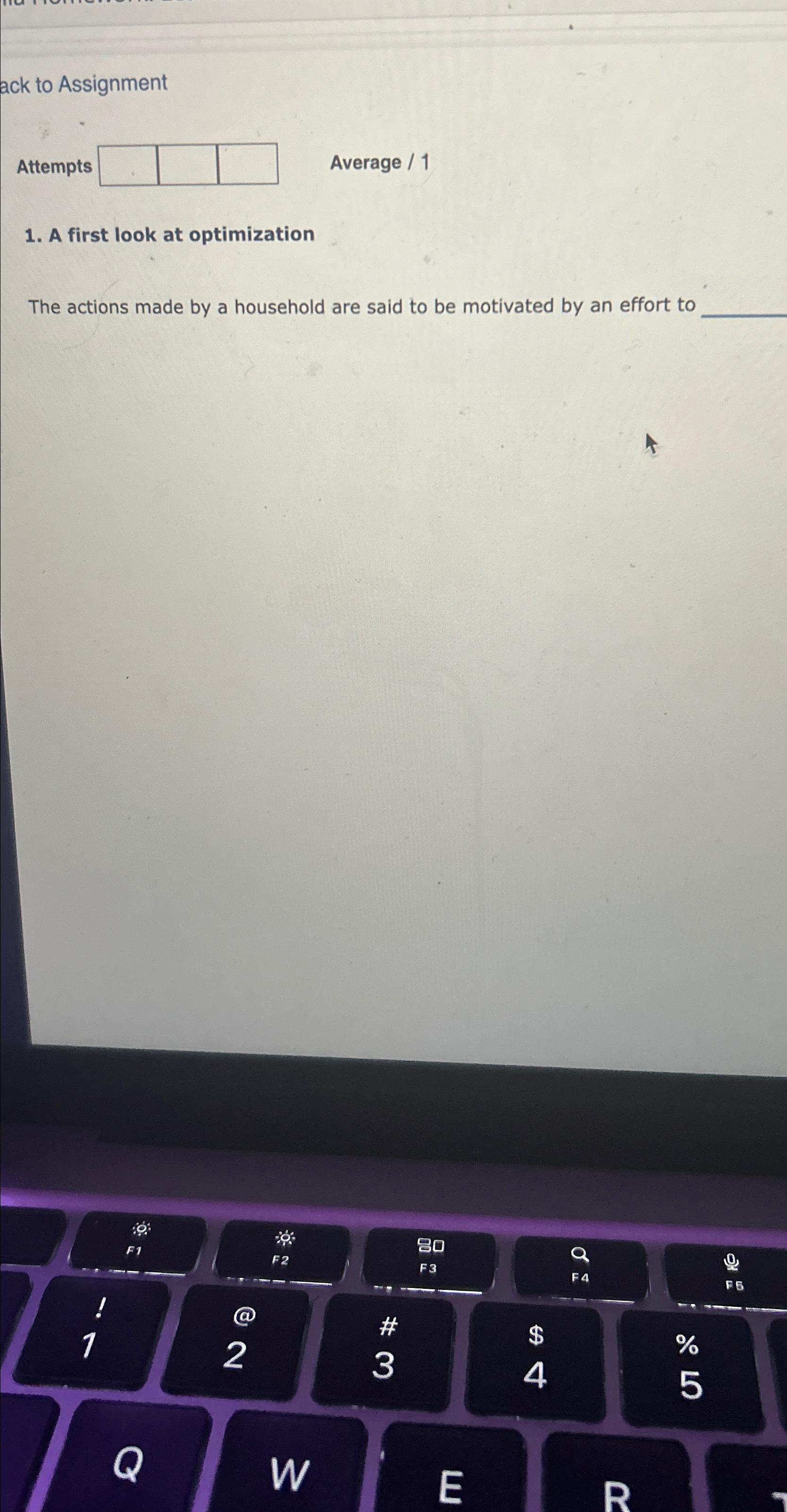  ack to Assignment Attempts Average /1 A first look at optimization