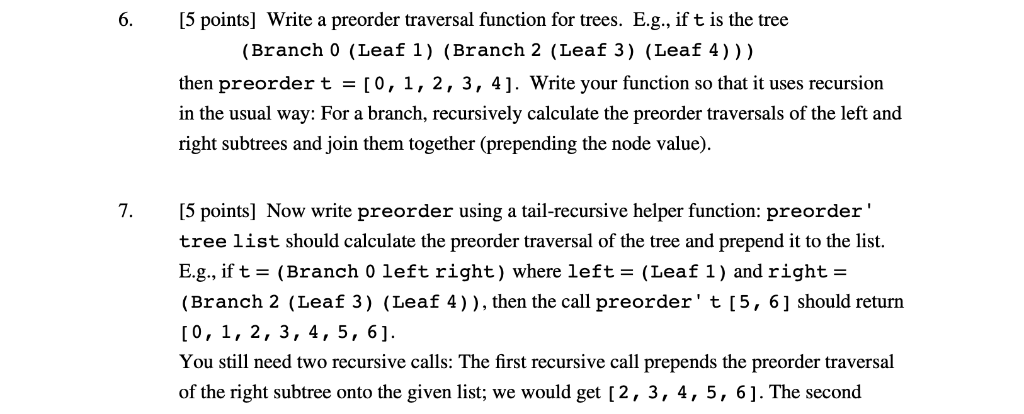 Problems 4 - 7, we'll use this definition of binary trees that
