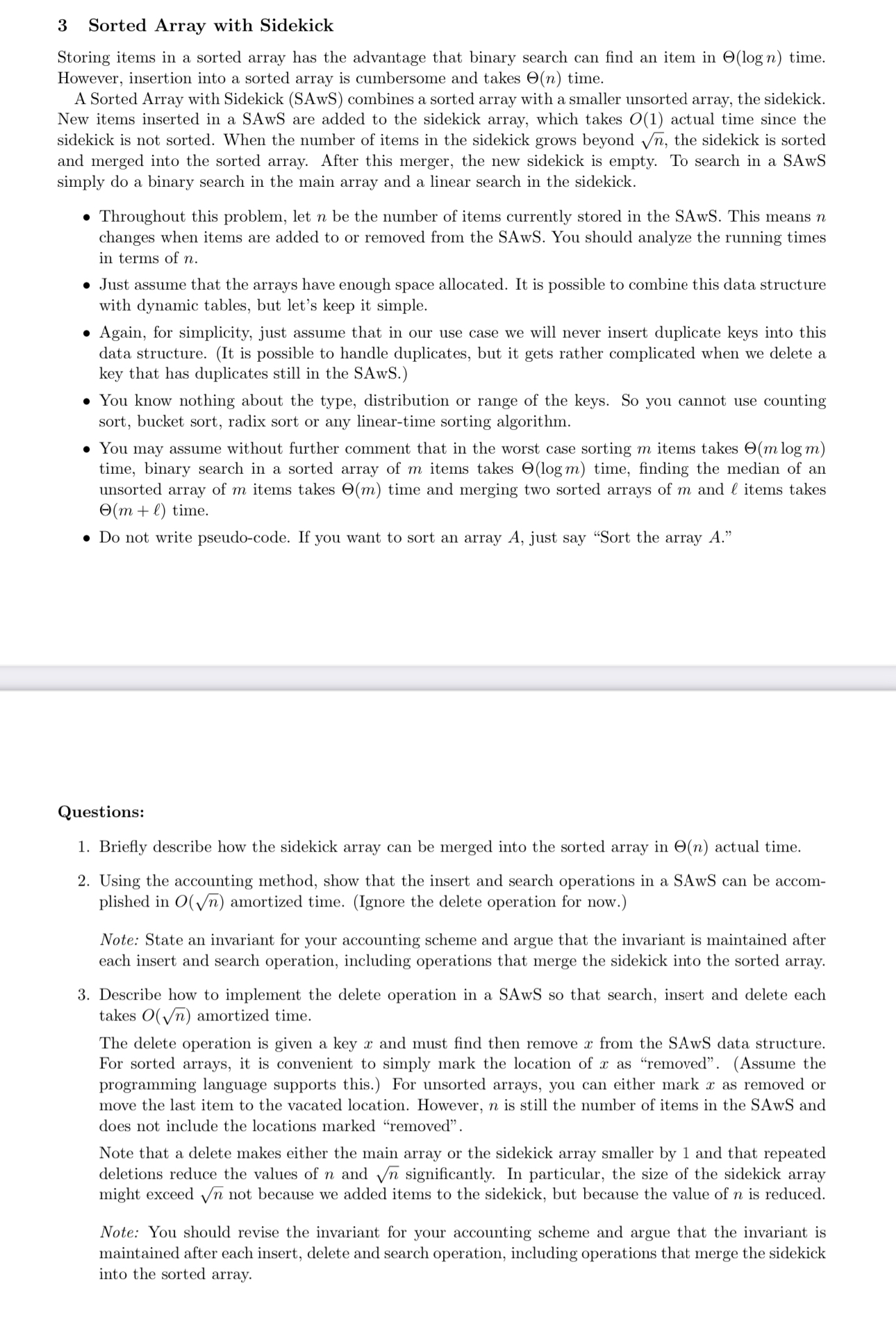  3 Sorted Array with Sidekick Storing items in a sorted array