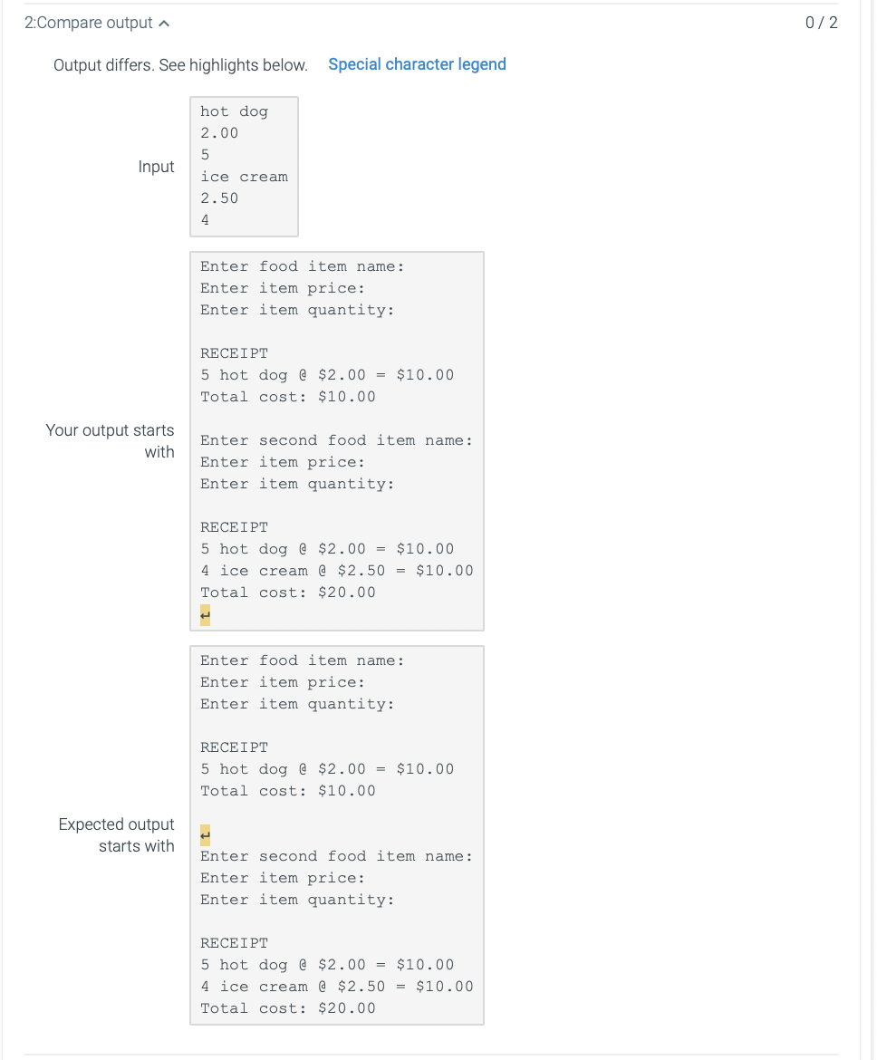 the white space is wrong. itemName = input("Enter food item name: ")