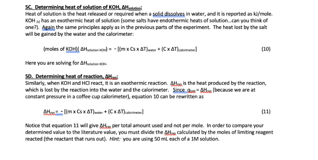 often that formats change, especially for thermochemistry) Part 5A C, metal Ccal