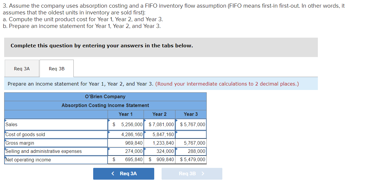 how to you find the cost of goods sold for years 1,2,