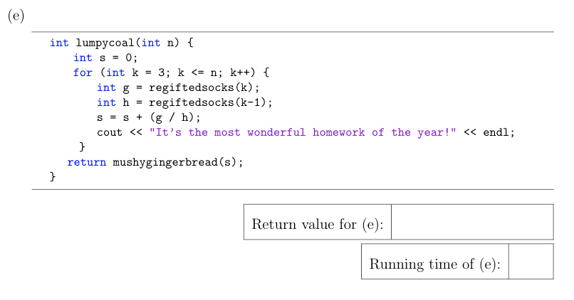 terms of the input parameter. Where prompted, also compute the return value
