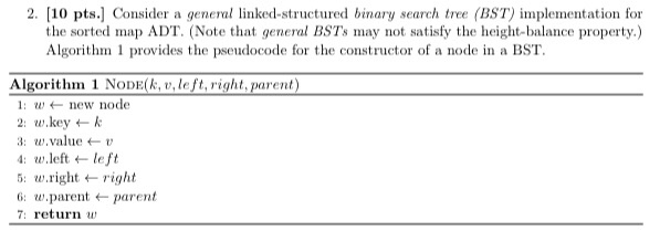  2. (10 pts. Consider a general linked-structured binary search tree (BST)