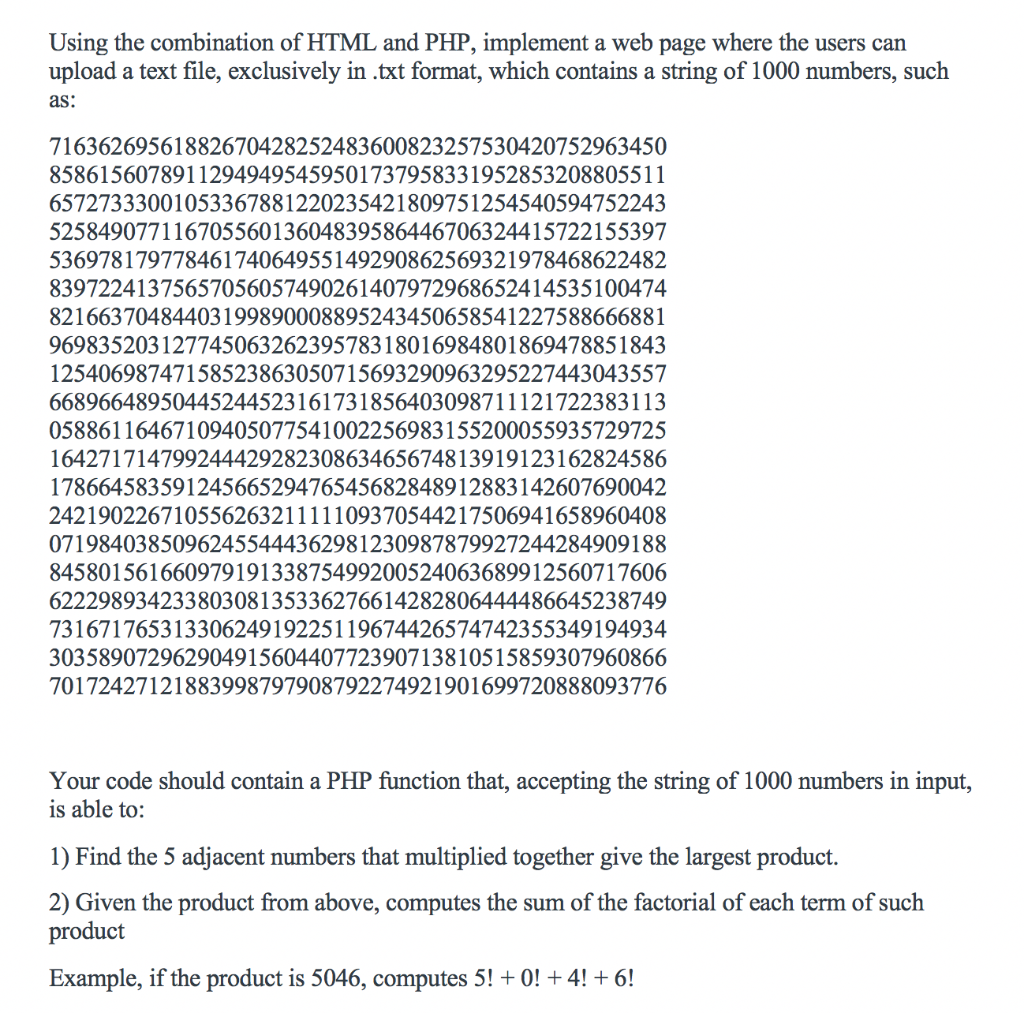  Using the combination of HTML and PHP, implement a web page