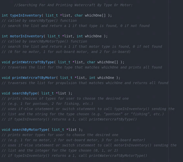 not need to write the main function, just these functions. Thank you!
