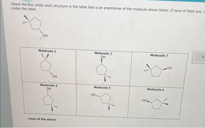 please help Check the box under each structure in the table that