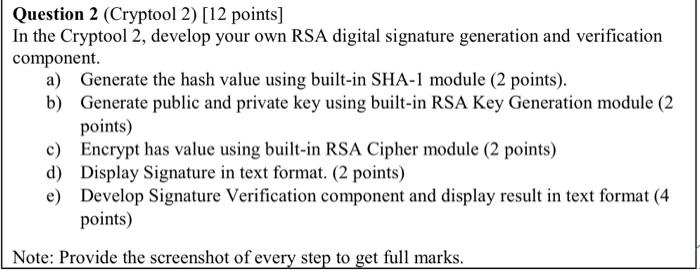  Question 2 (Cryptool 2) [12 points] In the Cryptool 2, develop
