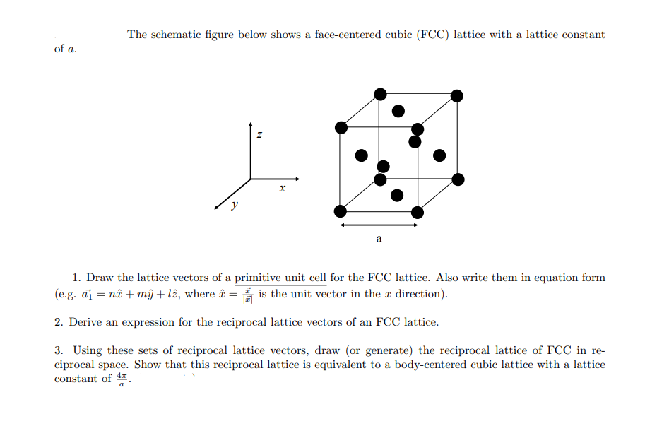  Please solve Question 3 The schematic figure below shows a face-centered